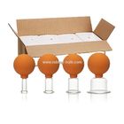 4 ชิ้นขนาดแตกต่างกันสีส้มถ้วยสูญญากาศ Cupping Pvc Head Glass Suction Body Massage ต่อต้าน Cellulite Cup